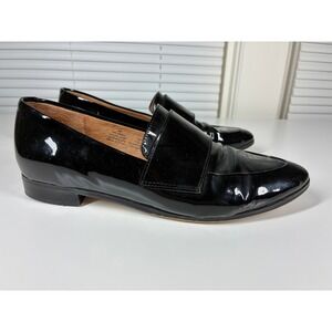 HALOGEN Black Patent Leather Loafers 8 M Slip On Shoes Quiet Luxury Old Money